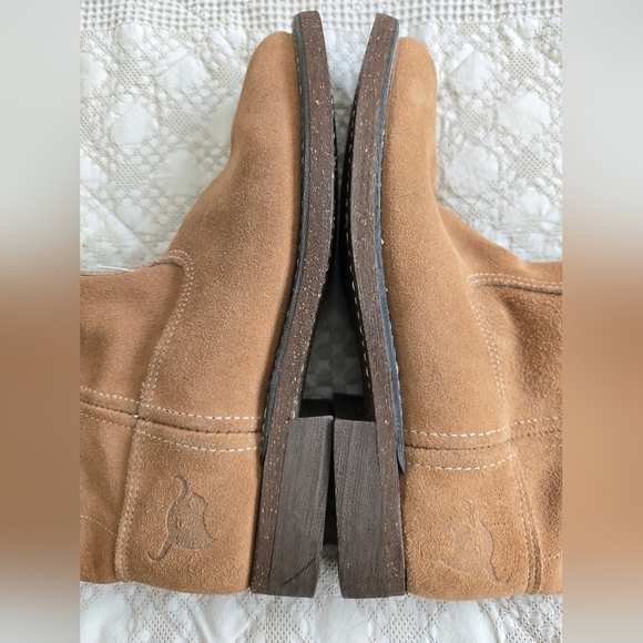 Texas Steer Tan Suede Boots Ranch Western Farm Made in USA | Womens 6.5 - Picture 5 of 10